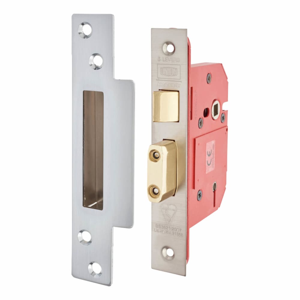 UNION 2200S StrongBOLT BS3621:2007 5 Lever Sashlock - 81mm Case - 57mm Backset - Sat Stainless Steel