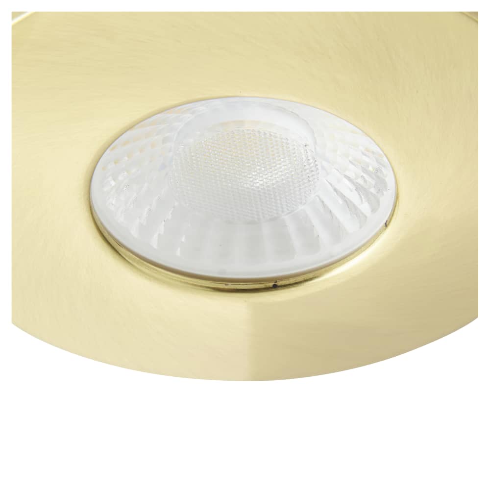 Forum Spa Rhom 8W IP65 Fire Rated LED Dimmable Fixed Downlight - 3/4/6000K CCT - Satin Brass