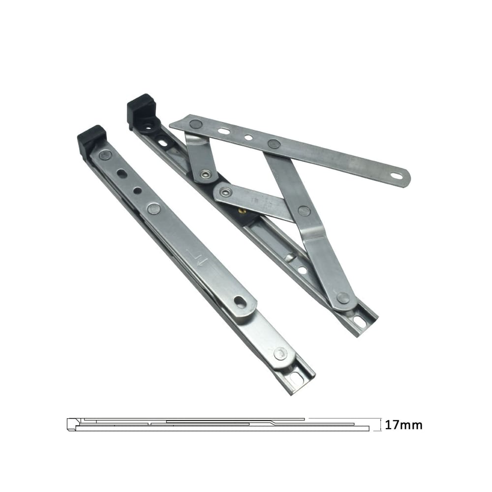 uPVC/Timber Standard Window Friction Stay Hinge - 17mm Stack - 8"/200mm - Top Hung - Pair