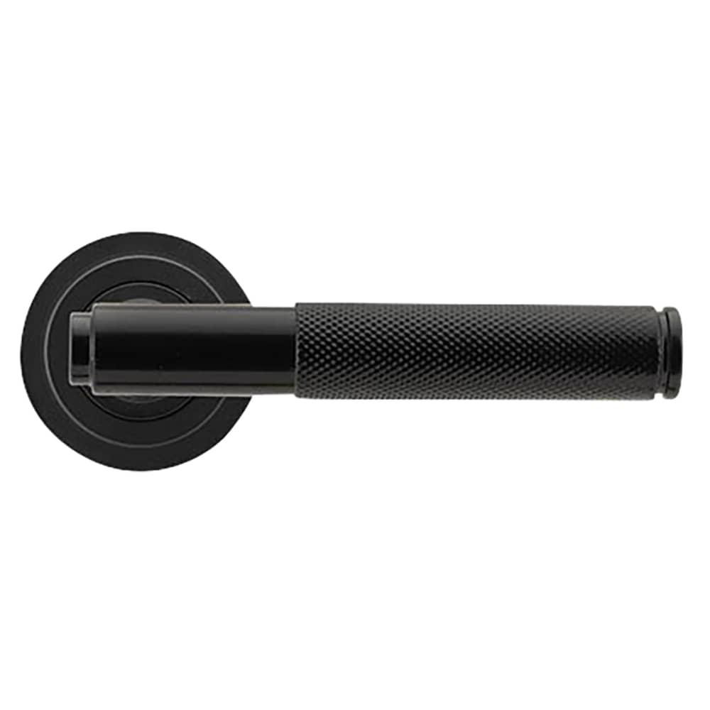 From The Anvil Brompton Knurled Door Handle on Art Deco Rose - Black