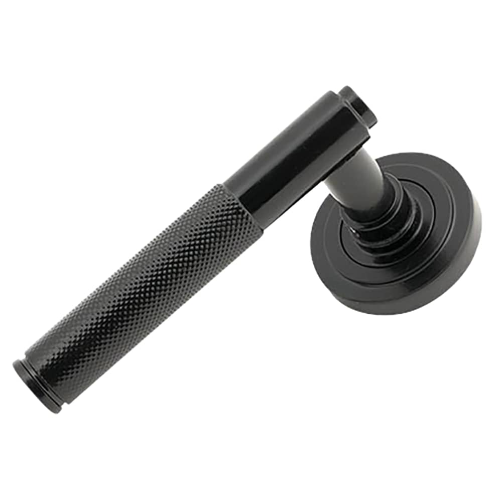 From The Anvil Brompton Knurled Door Handle on Art Deco Rose - Black