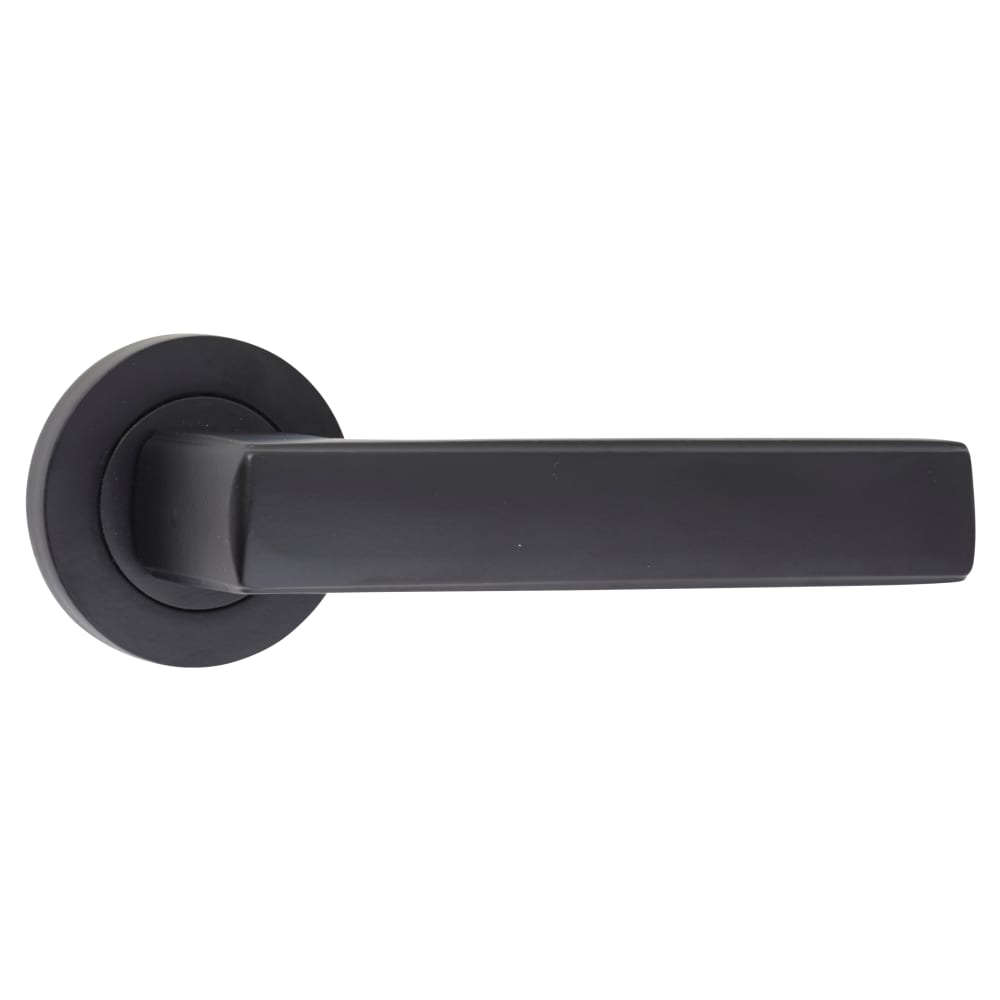 Altro Zara Door Handle on Rose Matt Black IronmongeryDirect Same Day Despatch
