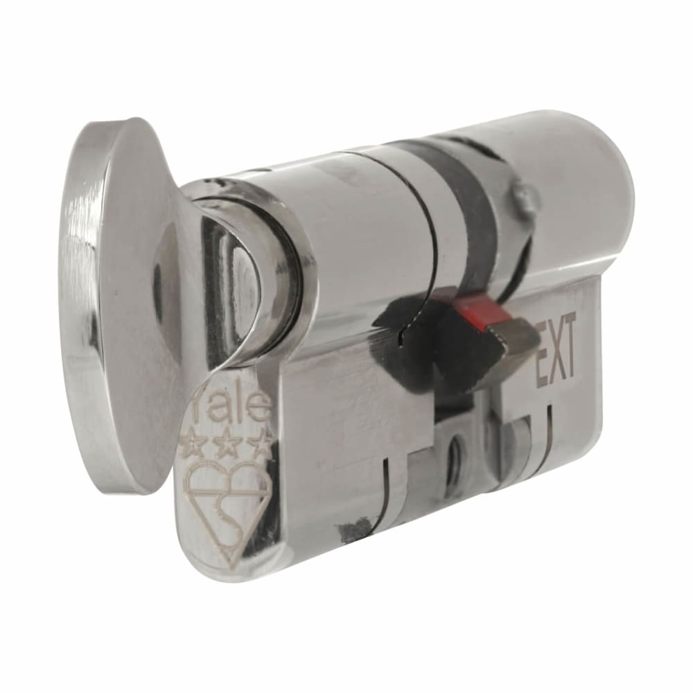 Yale 3 Star Anti-Snap Platinum 80mm Euro Thumbturn Cylinder - 40mm Turn + 40mm - Polished Nickel
