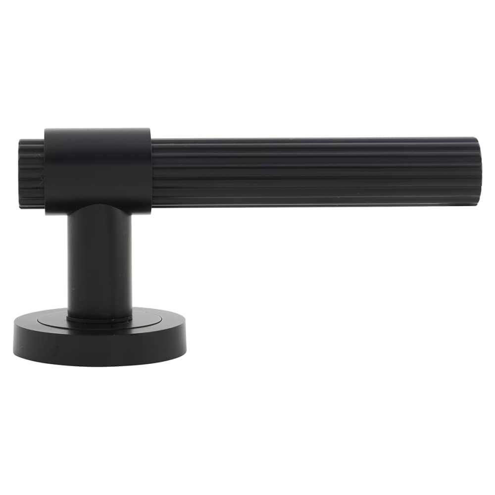 Hampstead Eva Lines Door Handle on Rose - Matt Black 