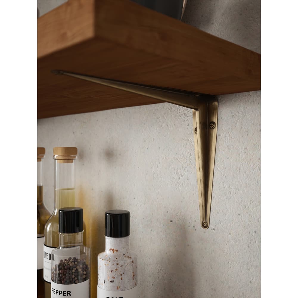 Rothley London Pattern Shelf Bracket - 225 x 175mm - Antique Brass