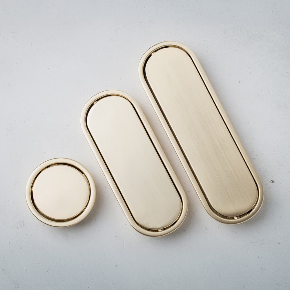 Altro Jarrow Circular Flush Cabinet Pull Handle - 51mm Diameter - Satin Brass