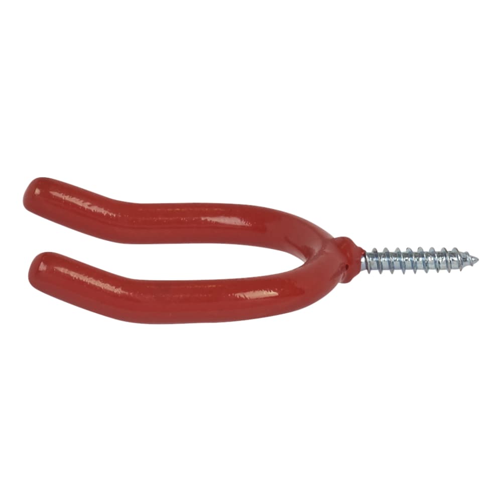Rothley Tubular Garage and Shed Screw-In Double Storage Hook - 80mm Depth - Red - Pack of 2