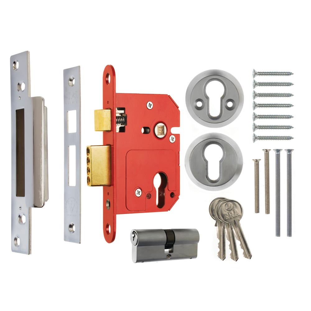 ERA Fortress BS3621:2017 Euro Profile Sashlock - 76mm Case - 56mm Backset - Polished Chrome 
