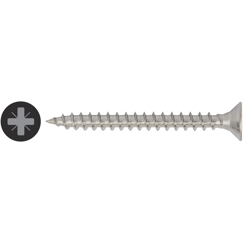 4mm (No.8) x 25mm Stainless Steel Pozi Countersunk Woodscrews (A2