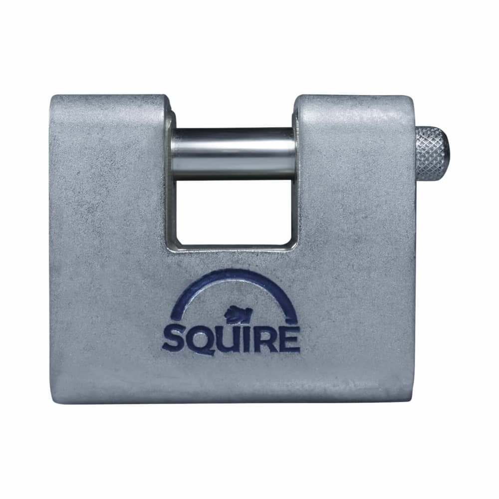 Squire Armoured Steel Shutter Lock - 80mm Body - 29 x 15mm Shackle - Keyed to Differ - Chrome