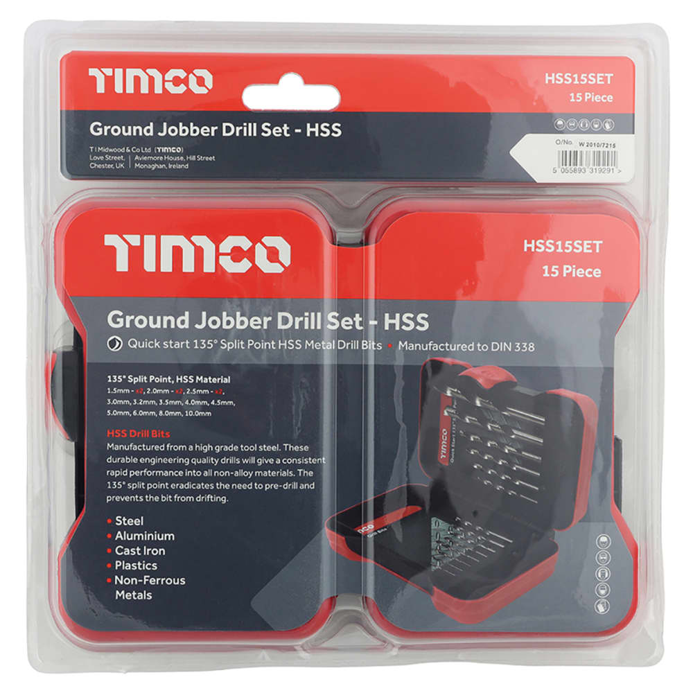 TIMCO HSS Drill Bit Set 1.5-10mm - Pack of 15