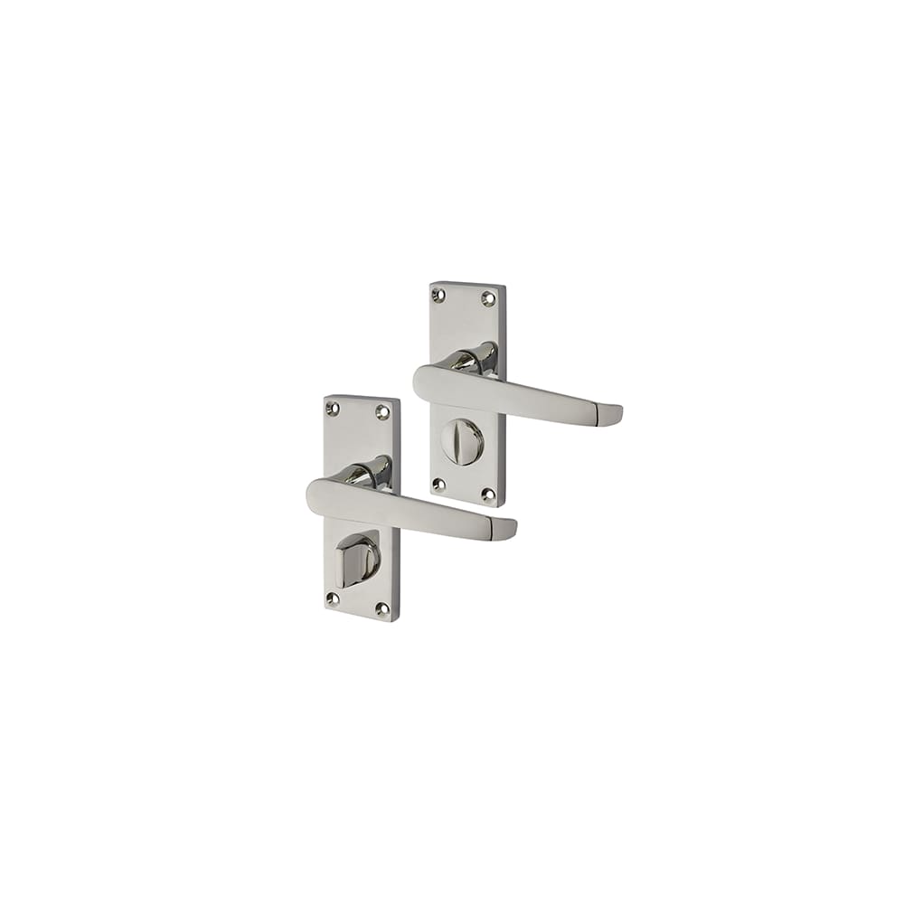 Touchpoint Mia Budget Straight Privacy Door Handle - Short Plate - 114 x 42mm - Polished Chrome
