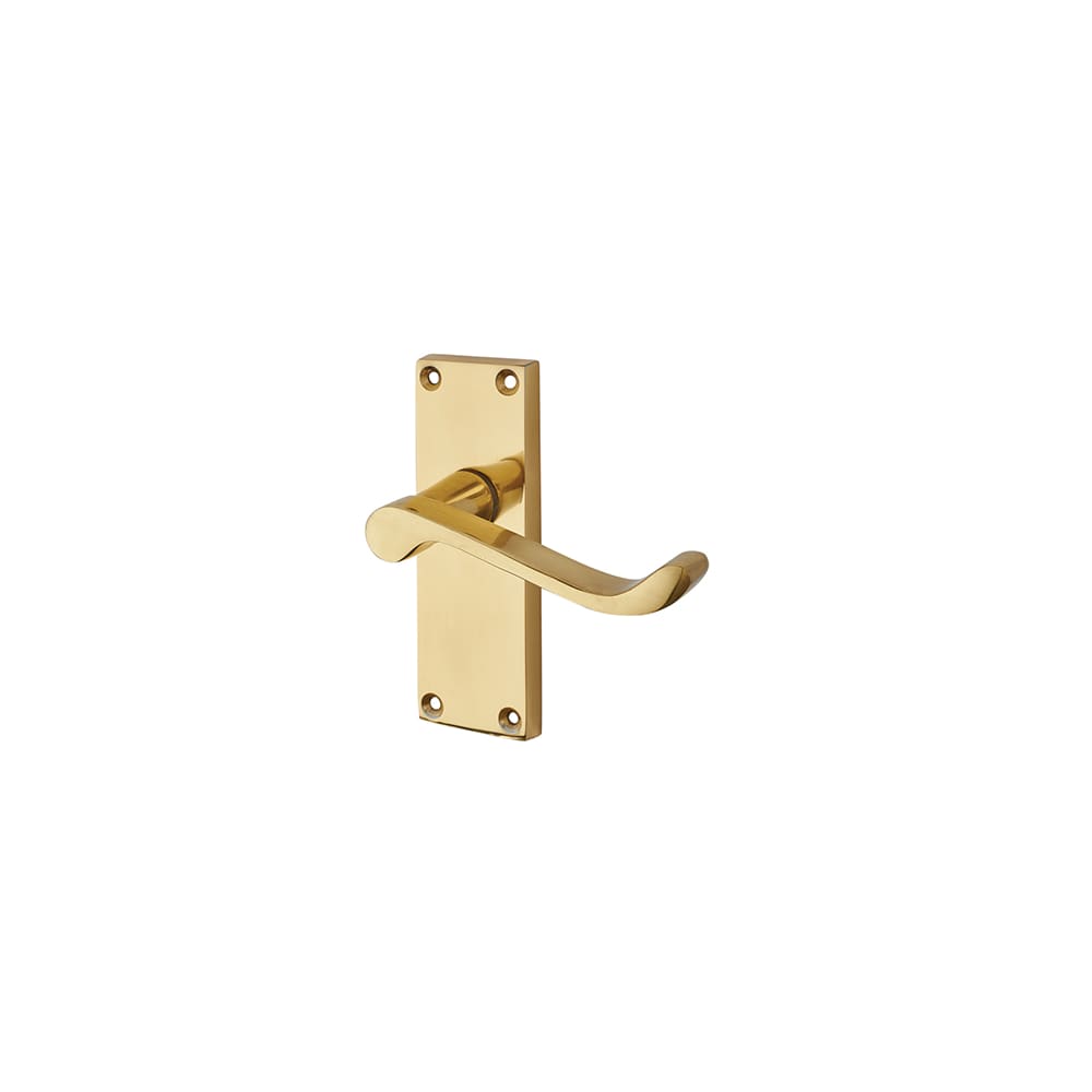 Touchpoint Mia Budget Scroll Latch Door Handle - Short Plate - 114 x 42mm - Polished Brass