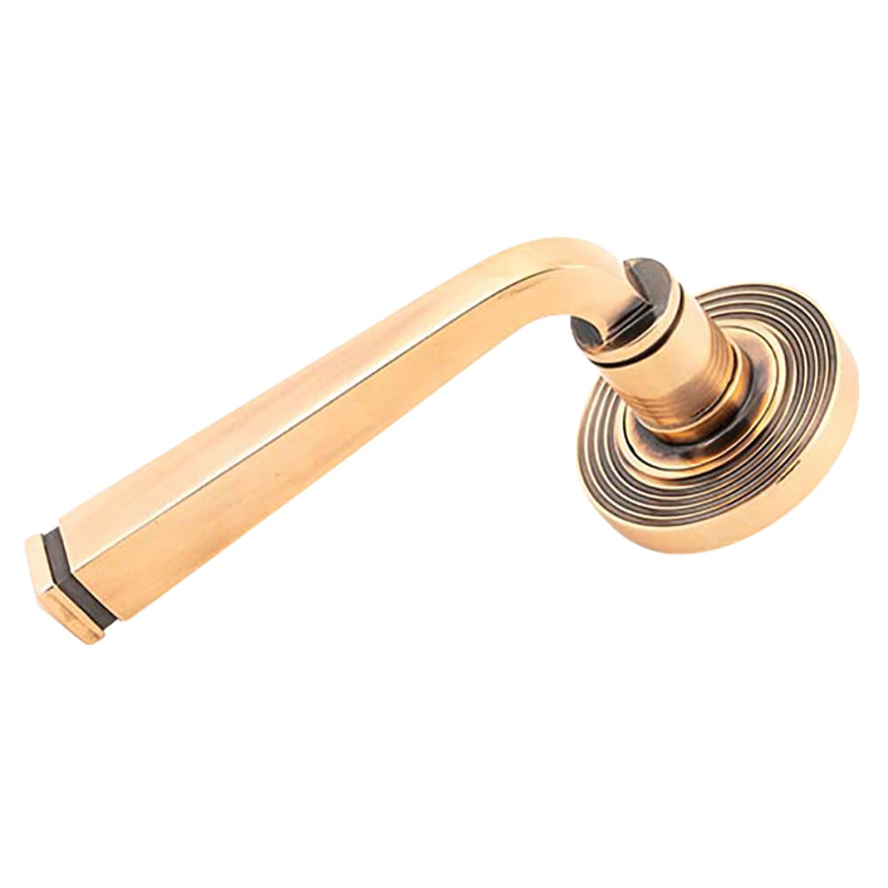 From The Anvil Avon Door Handle on Reeded Beehive Rose - Polished Bronze