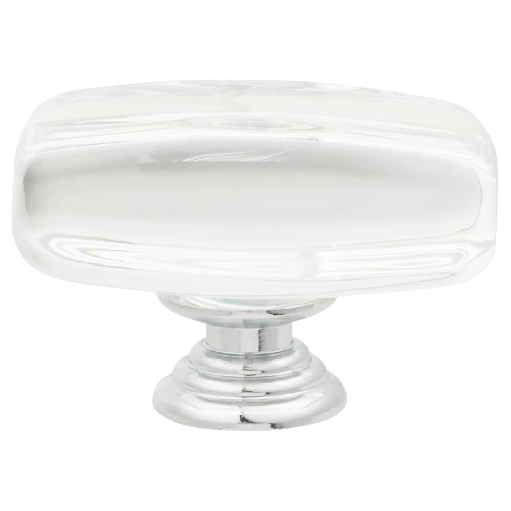 Altro Rectangle Glass Cabinet Knob - 42mm Diameter - Polished Chrome