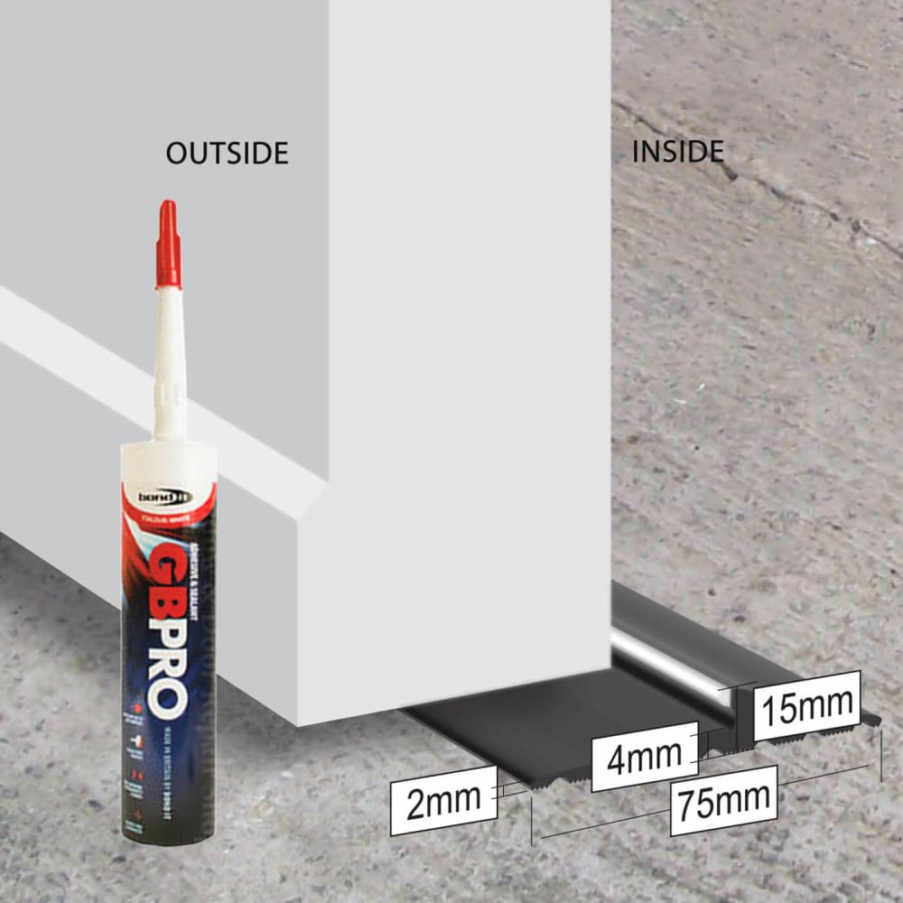Stormguard Garage Door Threshold - 2515mm Length - Black