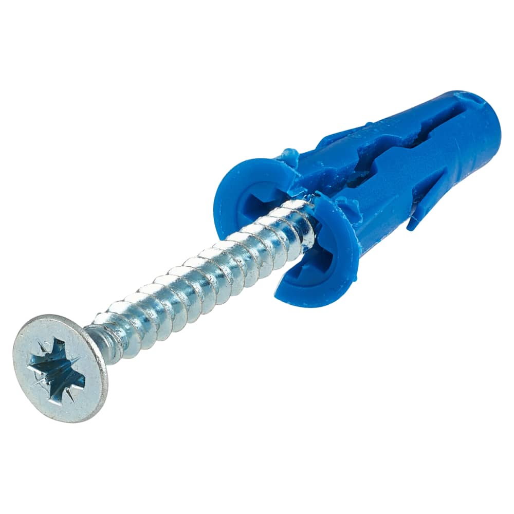 Rawlplug UNO Universal Wall Plugs and Screws - 8 x 32mm - Blue - Jar of 300 Plugs and 300 Screws
