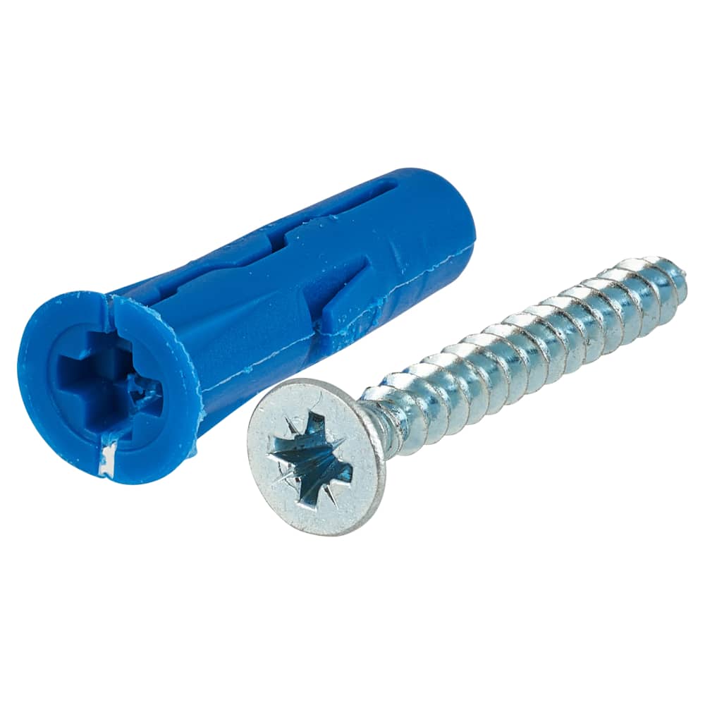 Rawlplug UNO Universal Wall Plugs and Screws - 8 x 32mm - Blue - Jar of 300 Plugs and 300 Screws