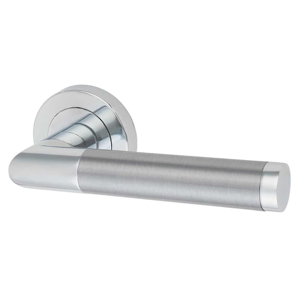 Excel Serena Door Handle on Rose - Polished/Satin Chrome