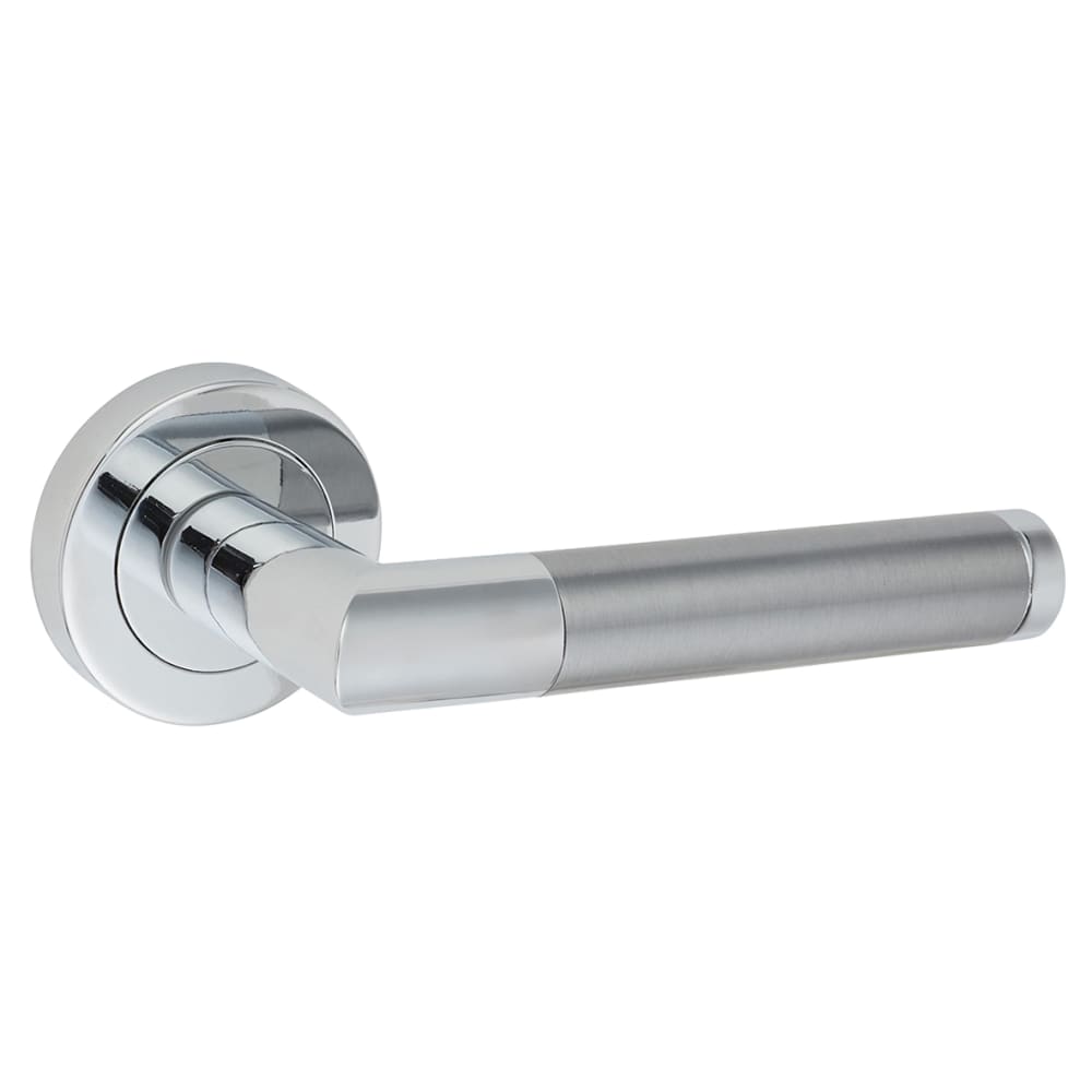 Excel Serena Door Handle on Rose - Polished/Satin Chrome