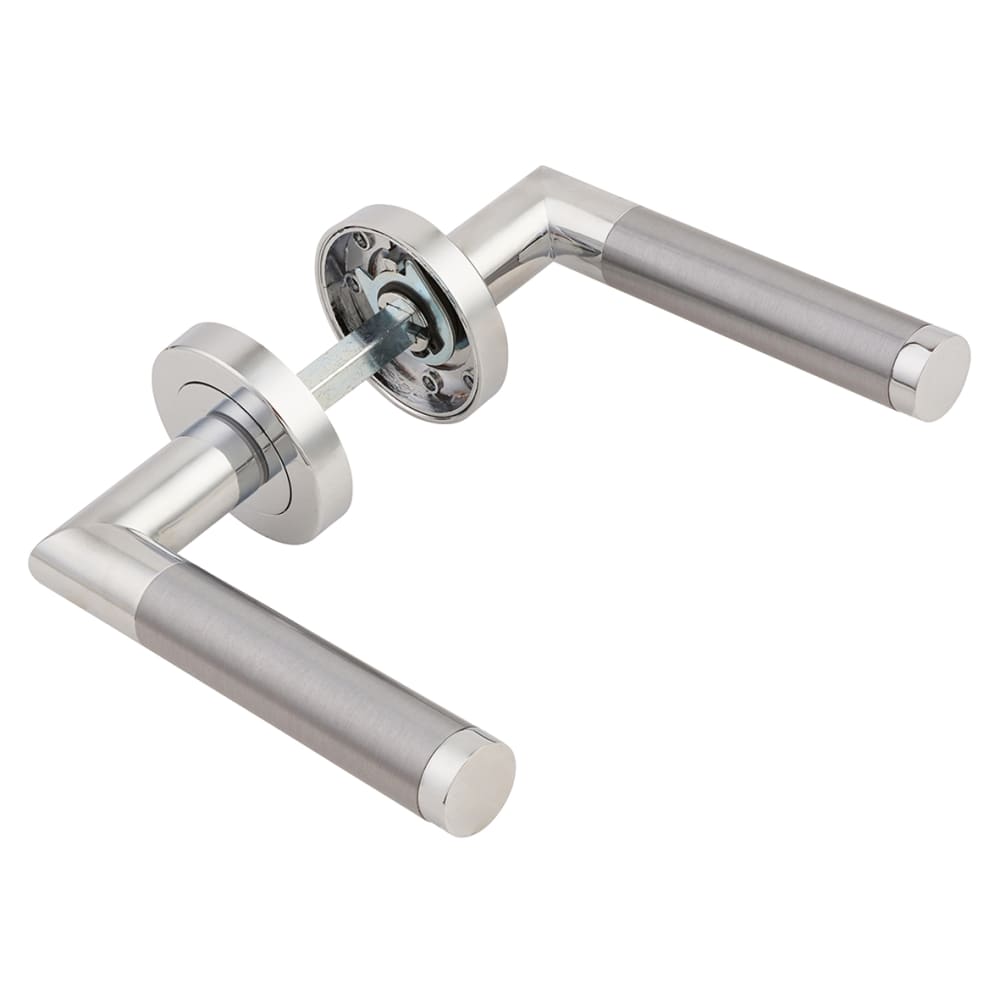 Excel Serena Door Handle on Rose - Polished/Satin Chrome