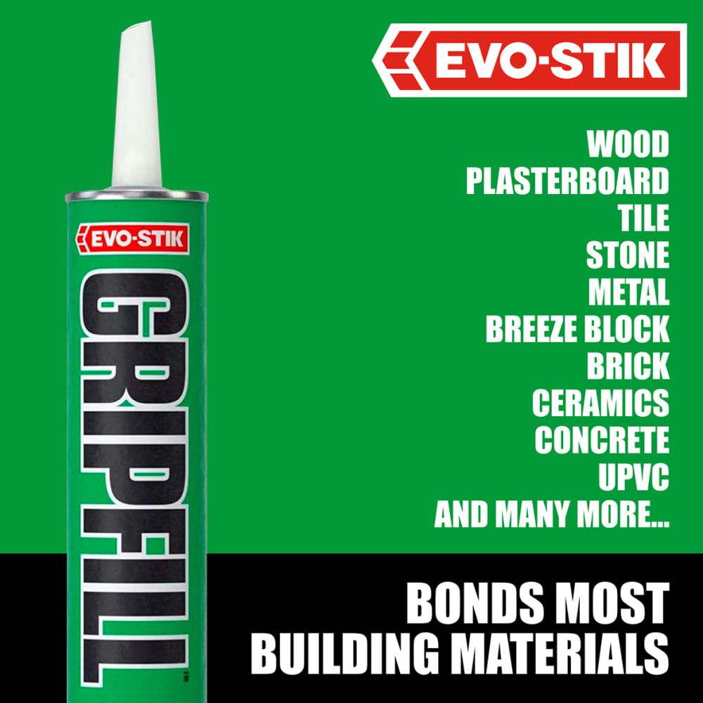 Evo-Stik Green Gripfill Grab Adhesive - Solvent Based - 350ml - Grey