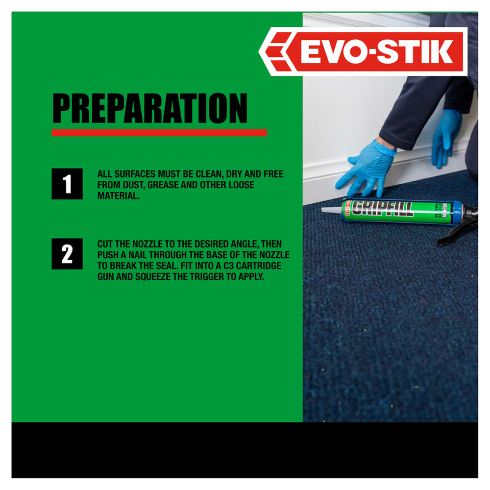 Evo-Stik Green Gripfill Grab Adhesive - Solvent Based - 350ml - Grey