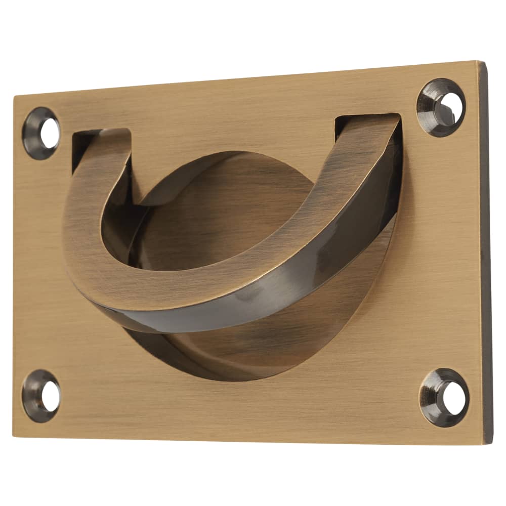 Altro Flush Chest Drawer Cabinet Pull Handle - 75 x 45mm - Antique Brass