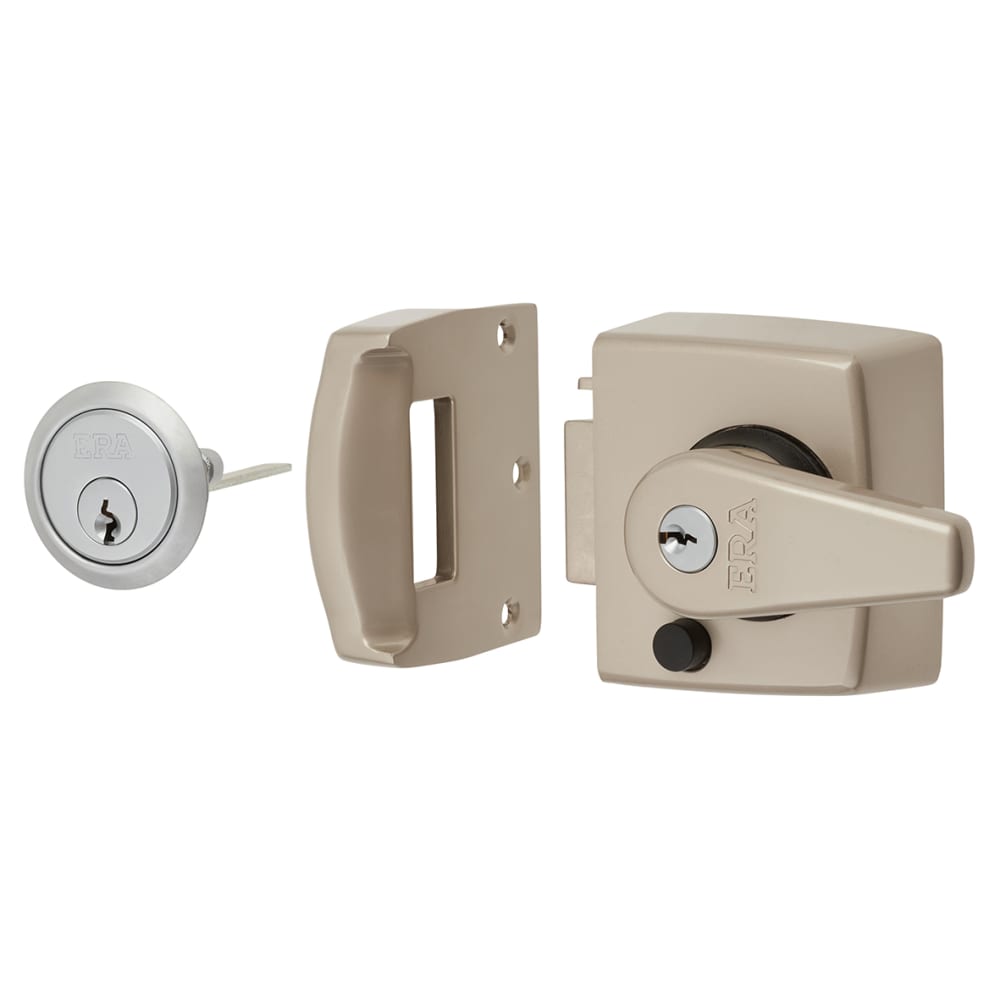 ERA Double Locking Nightlatch - 40mm Backset - Satin Nickel Case/ Cylinder