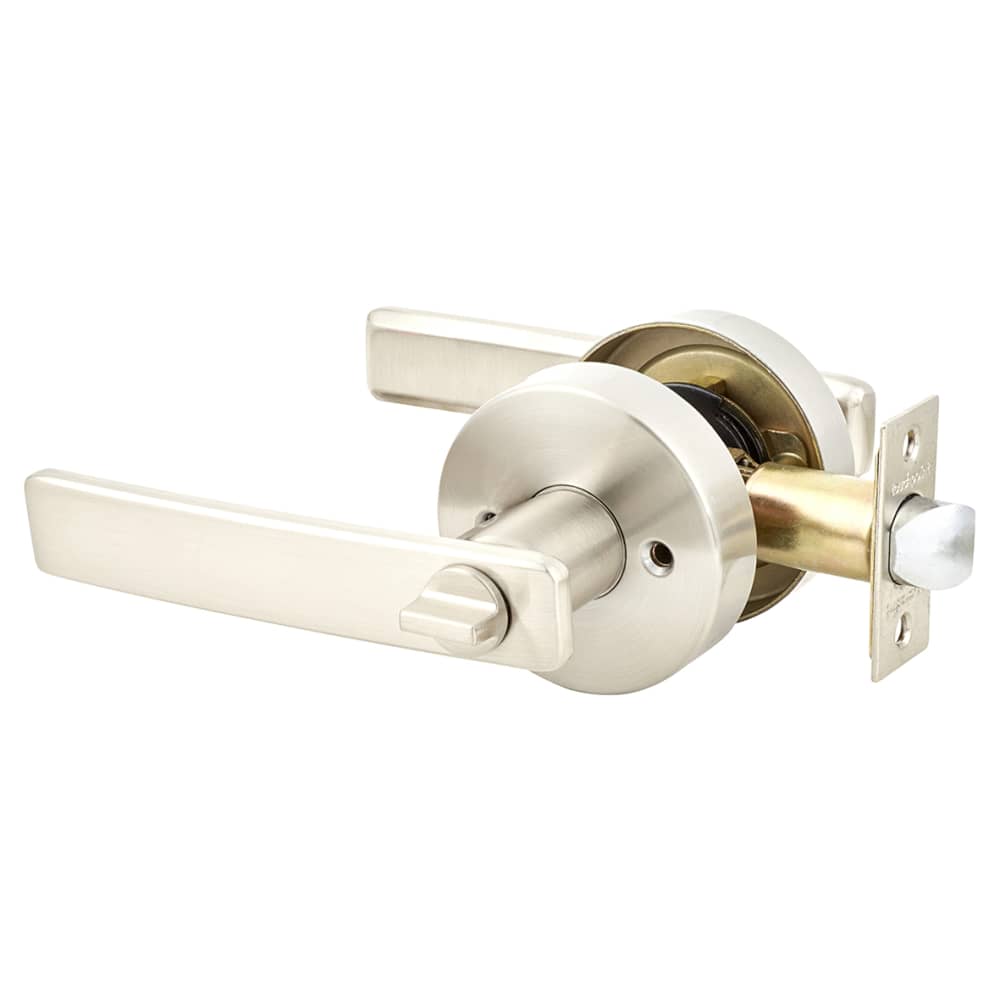 Altro Straight Hotel Door Handle on Rose Set - Bathroom - Satin Stainless Steel
