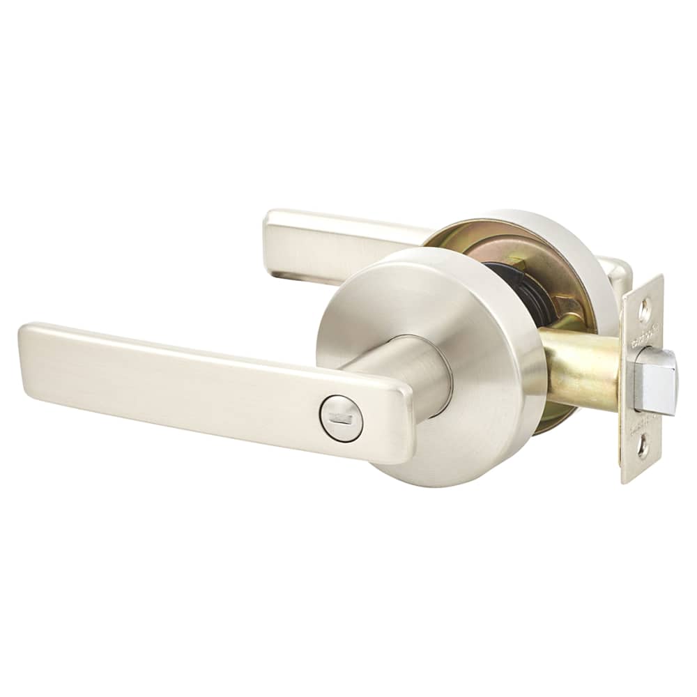 Altro Straight Hotel Door Handle on Rose Set - Bathroom - Satin Stainless Steel