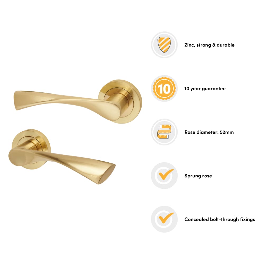 Altro Knightsbridge Door Handle on Rose - Satin Brass