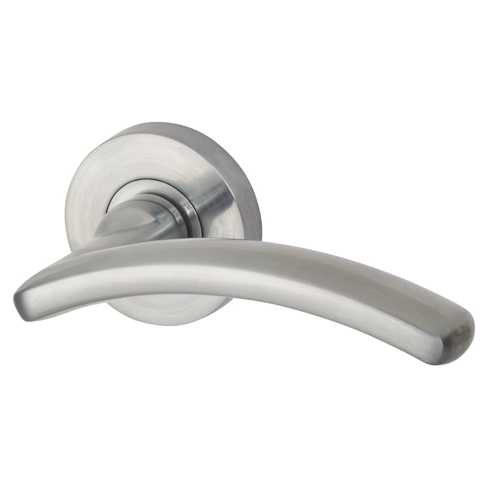 Jigtech Riva Latch Door Handle on Rose Kit - Passage - Satin Chrome