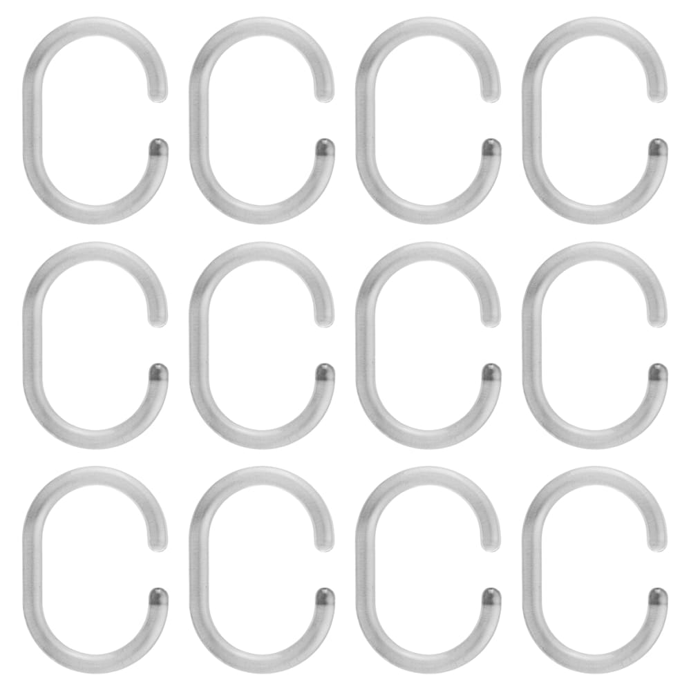 Croydex Shower Curtain Rings - C Ring Type - Clear - Pack of 12