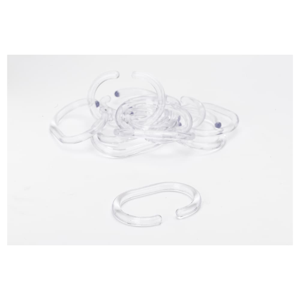 Croydex Shower Curtain Rings - C Ring Type - Clear - Pack of 12