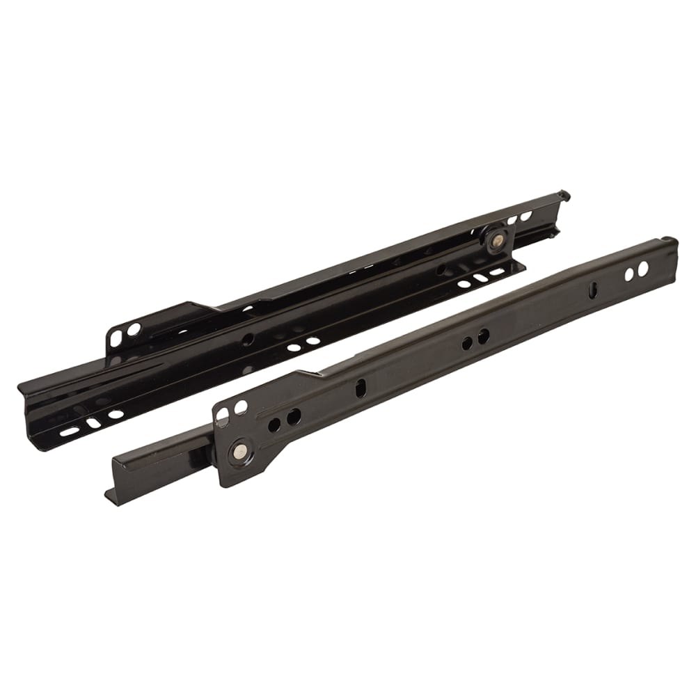 Klug Base Mount Drawer Runner - Single Extension - 600mm Length - 30kg - Black