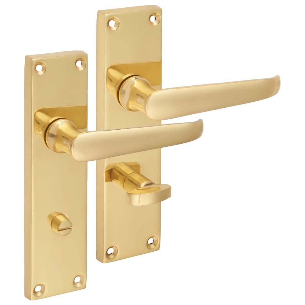 Touchpoint Victorian Straight Door Handle - Bathroom Set - Polished ...