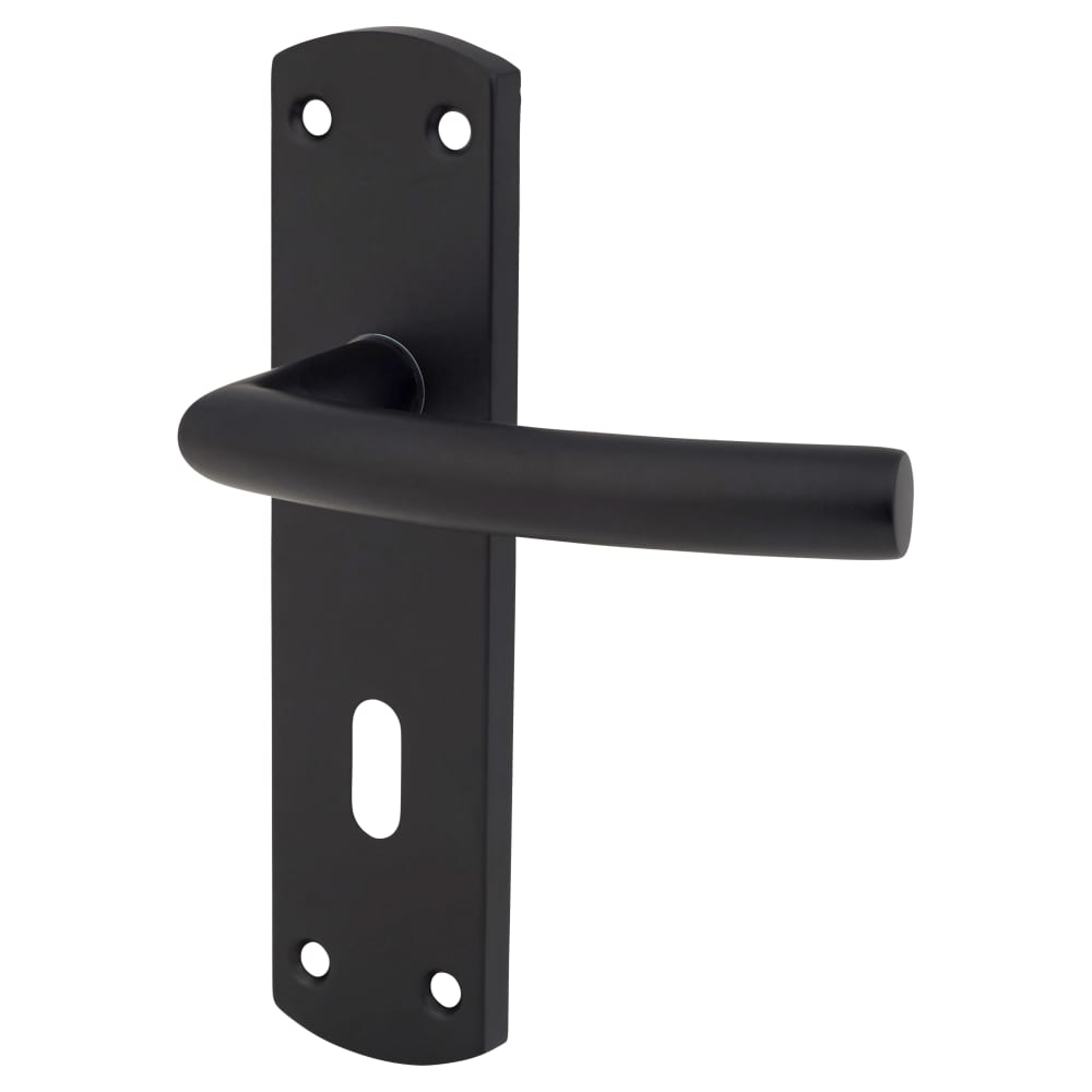 Altro Arched Lock Door Handle - Keyhole - 172 x 44mm - Matt Black