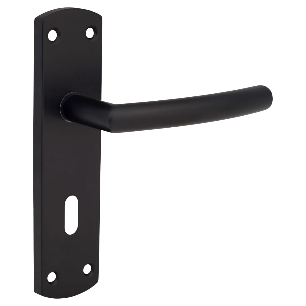 Altro Arched Lock Door Handle - Keyhole - 172 x 44mm - Matt Black