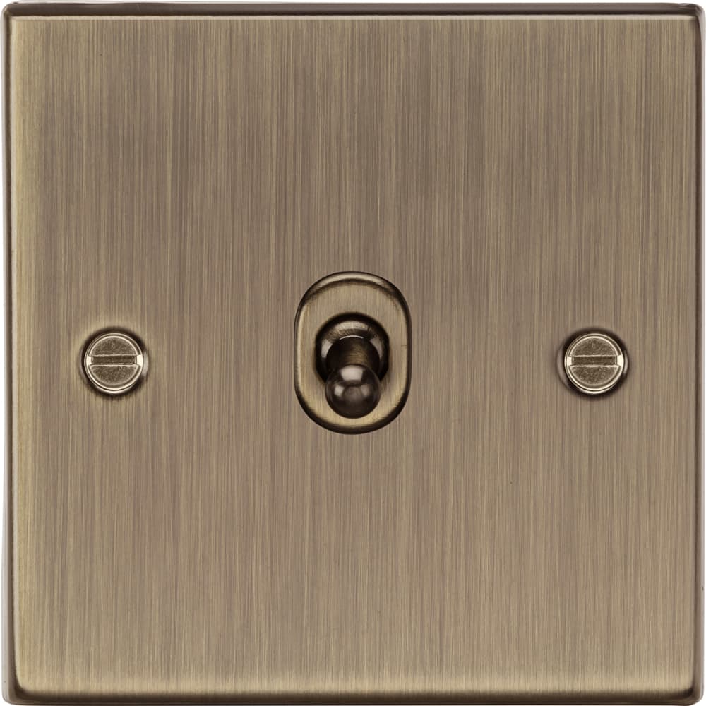 Knightsbridge 10AX 1 Gang 2 Way Toggle Light Switch - Antique Brass