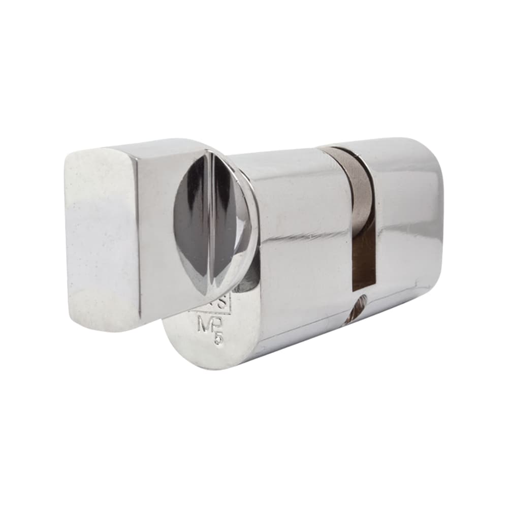 Eurospec 5 Pin 70mm Oval Thumbturn Cylinder - 35mm Turn + 35mm - Polished Chrome - Keyed to Differ
