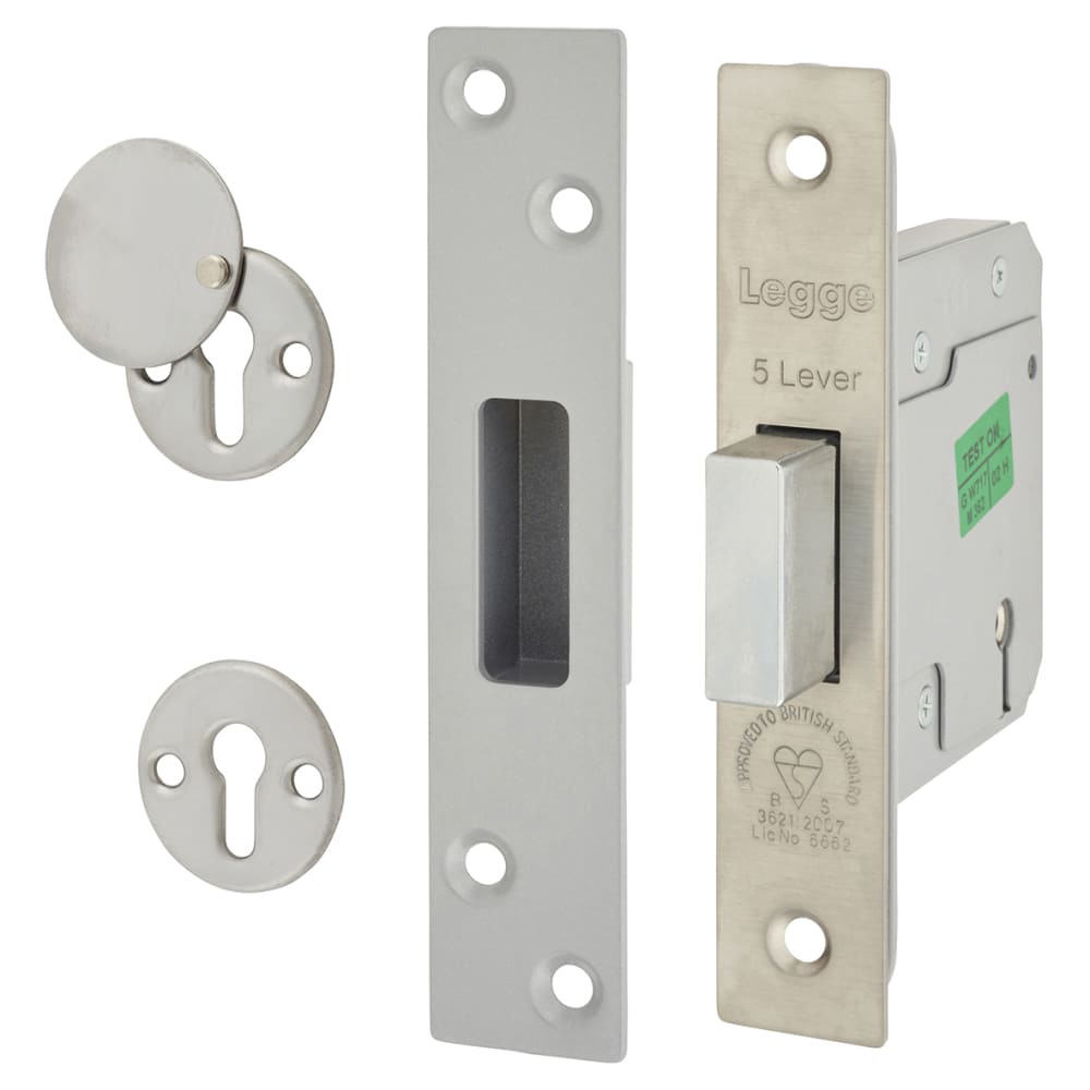 Legge Heavy Duty BS3621:2007 5 Lever Deadlock - 76mm Case - 57mm Backset - Polished Stainless Steel