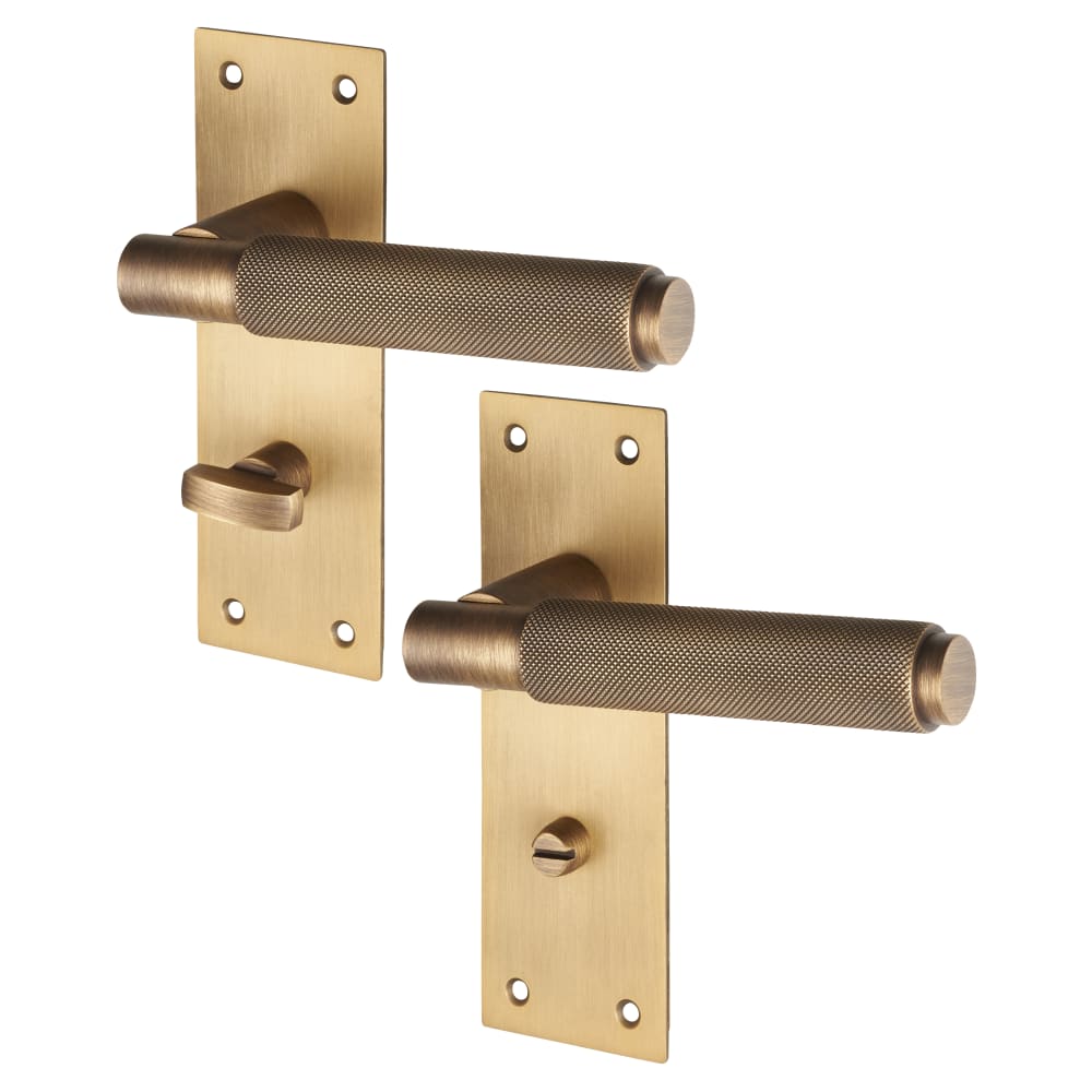 Serozzetta by Carlisle Brass Varese Knurled Bathroom Door Handle - 130 x 55mm - Antique Brass