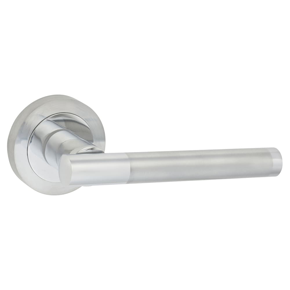 Altro Bella Door Handle on Rose - Satin Nickel/Polished Chrome