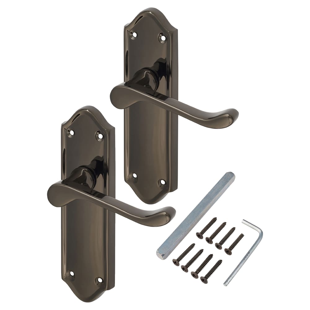 Altro Ashmead Latch Door Handle - 168 x 46mm - Black Nickel