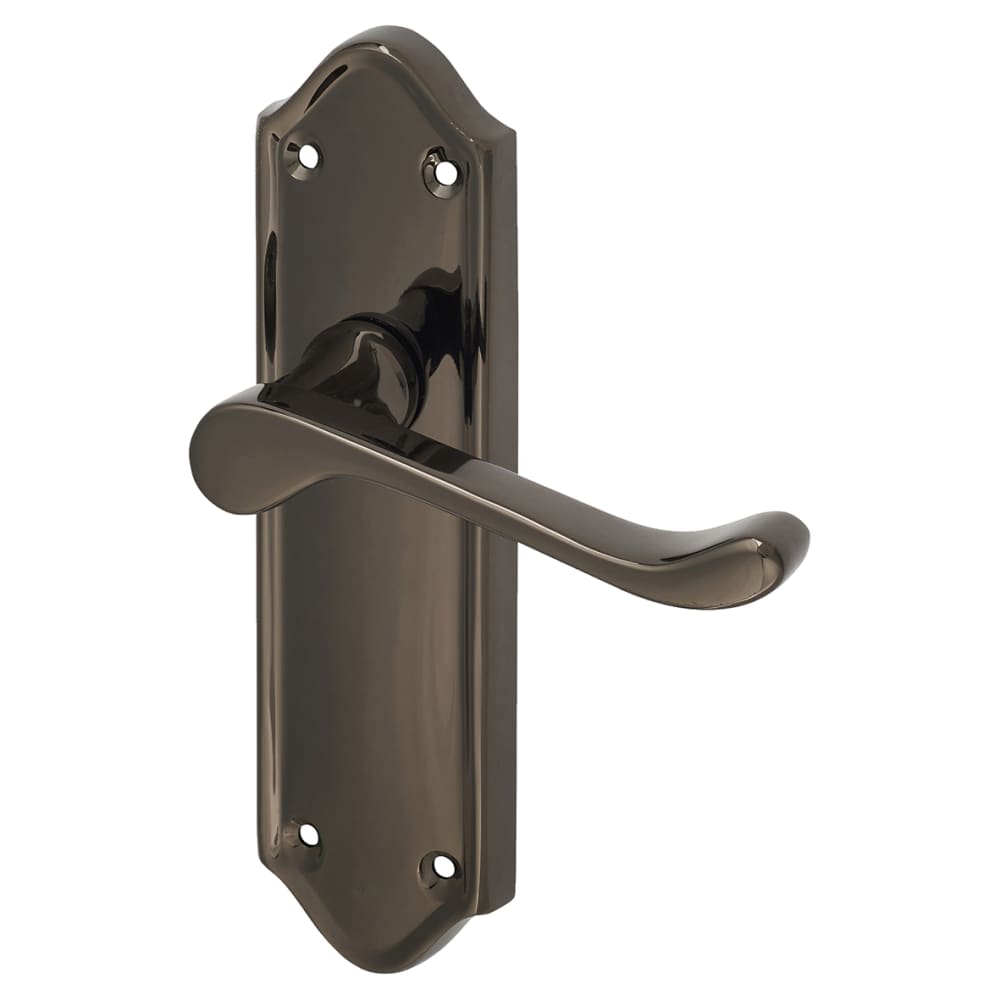 Altro Ashmead Latch Door Handle - 168 x 46mm - Black Nickel