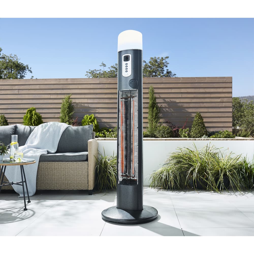 Forum Zink Amber IP55 Floor Standing Patio Heater with Remote Control - 1480/2960W