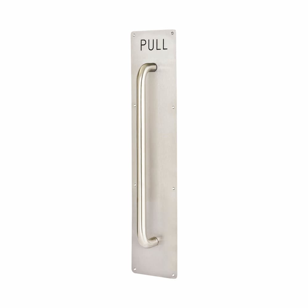 Altro D-Bar Door Pull Handle on Plate - PULL - Screw Fix - 800 x 125mm - Satin Stainless Steel