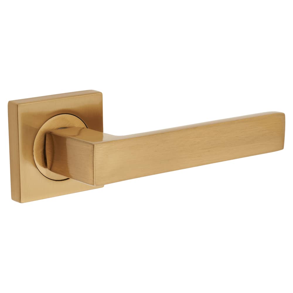 Hampstead Evie Door Handle on Square Rose - Satin Brass