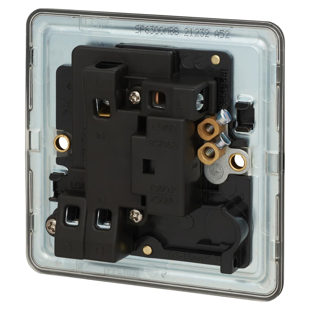 Knightsbridge 13A 1 Gang Screwless Flat Plate Switched Fused Spur - Matt Black 